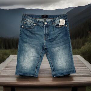 7 For All Mankind Bermuda Shorts Girls 14 W26 Inseam 9.5 Blue Adjustable Stretch